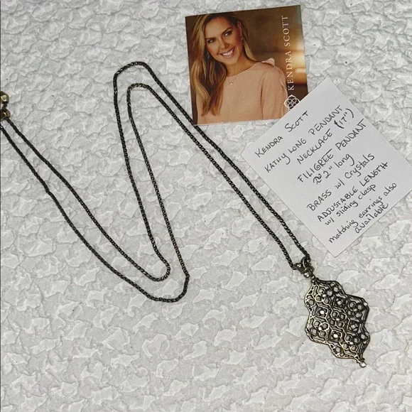 Kendra Scott Kathy Filigree Pendant Necklace in Brass finish - Picture 5 of 5